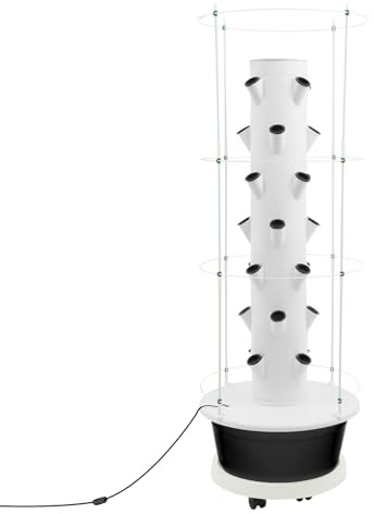 YNAADYH Hydroponic System,20W 28-Pflanzen Hydroponic Tower,30L,7 Ebenen Hydroponik-Vertikalgarten-Set mit Klettergerüst,für den Anbau von Blumen,Gemüse,Blattgemüse
