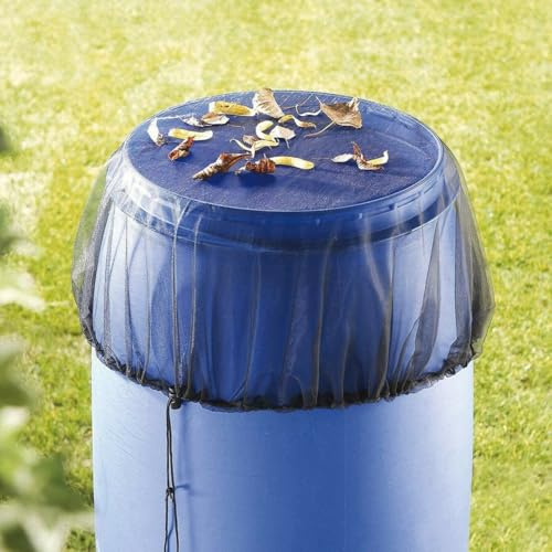 MeevrgR Regentonne Abdeckung mit Kordelzug zum Schutz, 60cm Durchmesser Polyester Mesh Deckel für Wasserbehälter im Freien, Schwarz