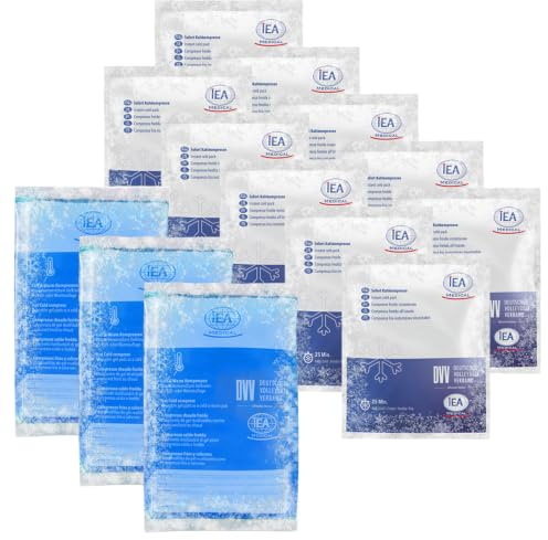 IEA Medical Bundle: set di compresse a freddo – 3 compresse in gel riutilizzabili (12 x 20 cm) e 10 compresse istantanee a freddo per un rapido sollievo dal dolore in caso di lesioni, sport e primo