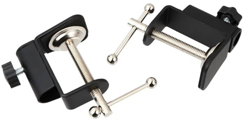 POPETPOP Tischmikrofon Halterung Geeignet für Mikrofonstangen bis 12mm mit Stabiler Metall und Kunststoffklemme 2 Stück Verstellbar für Live Streaming und Hausmontage