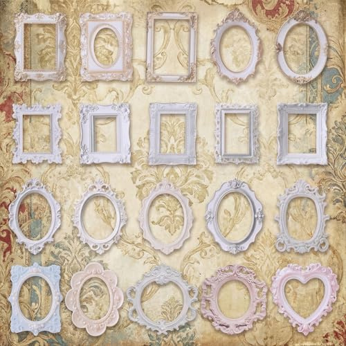 40 piezas de papel de decoración vintage para álbumes de recortes, 4 temas, marco de fotos hueco vintage en relieve, materiales de marco de fotos, álbumes de recortes, marcos de encaje, bordes para