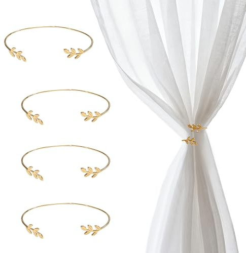 VANORIAL 4 Stück Goldene Blatt Vorhang Raffhalter