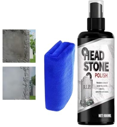 Pulitore per pietre tombali - Pulitore per pietre con testa da 4 cm, ampiamente utilizzato | Kit per la pulizia della pietra della testa del cimitero con spray non corrosivo, spray al granito per pias