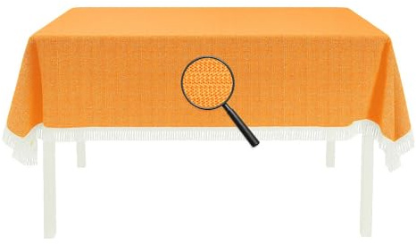 EXKLUSIV HEIMTEXTIL Gartentischdecke mit Fransen Tischdecke Classic Outdoor PVC Weichschaum rutschhemmend für Garten, Balkon, Terrasse 110x140 cm eckig orange