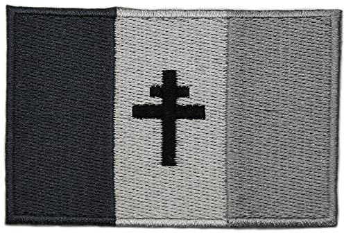 ecusson drapeau france croix de lorraine de gaulle 8x5,5cm noir patche insigne general THERMOCOLLANT