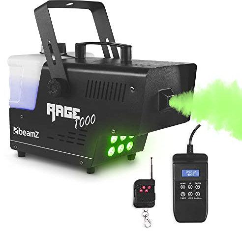 beamz RAGE1000LED Party Smoke Machine with Lights - 1000W Disco Fog Machine with LED Light Effects - High-Output Smoke for Parties, DJ, Events, Halloween, and Special Effects