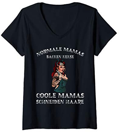 Damen Coole Mamas schneiden Haare Friseurin Friseur T-Shirt mit V-Ausschnitt