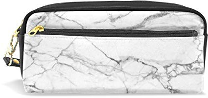 HMZXZ RXYY Federmäppchen Abstrakt Marmor Kunst Schwarz Weiß für Student Groß Kapazität Reißverschluss PU Leder Mäppchen Schreibwaren Kosmetik Makeup Tasche für Mädchen Jungs Frauen