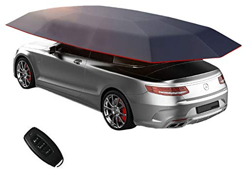 Vollautomatische Sonnenschutz Autoabdeckung Smart Faltbarer Auto Tragbarer Schuppen Auto Isoliertes Zelt, Fernbedienung,Blue,490x230cm