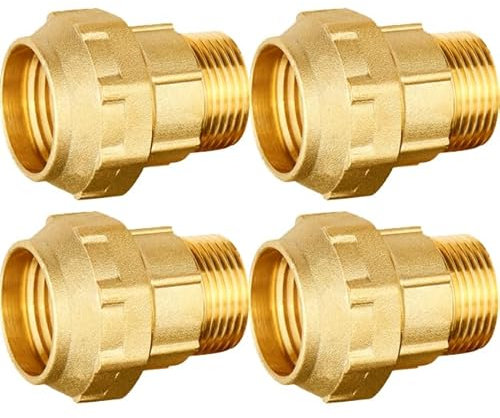 Suinga Confezione da 4 collegamento maschio ottone 63 mm x 2 per tubo in polietilene da 63 mm. Manicotto in ottone per alta pressione, irrigazione e idraulici, certificato Aenor