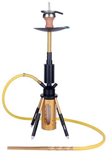 Narguilé Chicha Façonner Quadrupède de Fusée Ensemble de Narguilé, 1 Tuyau Grosse Fumée Conception portable Lumière LED à Distance Moderne Kit de Narguilé pour une Neilleure Chicha (Color : Gold)