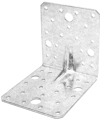 MOUNTAIN_ARK 4 Pack L Right Angle Bracket, 4 x 3-1/2 x 4 90 Degree Reinforcing Rib Corner Braces, Galvanized Steel Connector for Wood