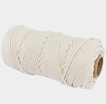 WEDSA 4mm 100% Baumwollkordel Bunte Kordel Seil Beige Twisted Craft Makramee String DIY Heimtextilien Hochzeit Dekorative Versorgung 110 Yards-weiß beige