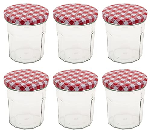 Set of 6 200ml Glass Storage Preserve Jam Jar with Screw Top