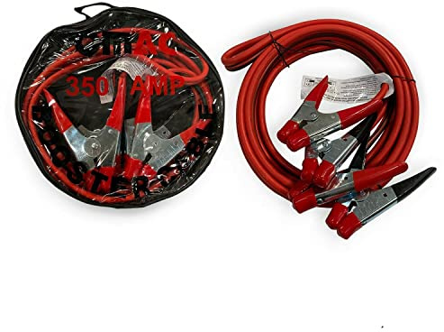 OMAC Câbles de démarrage 350A 3m Câble de Batterie – Pinces Isolées – Compatible 12V/24V – 1 Unité