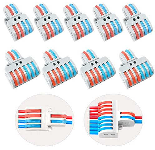 CEEYSEE 14 Pcs Compact Wire Connectors Diy Electrical Connector Blocks Circuit Inline Splices Lever Nut Connector Quick Cable Clamp Spring Butt Terminal Connectors（4/6 Hole）