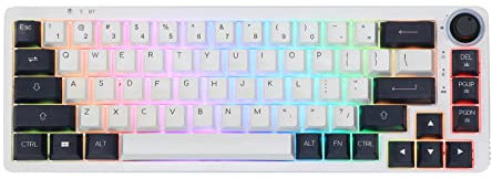 EPOMAKER Theory TH68 PRO 65% 67 Tasten RGB Hot Swappable Programmierbar NKRO Triple Modes Mechanische Gaming Tastatur mit Drehknopf für Win/Mac (Gateron Pro Yellow)