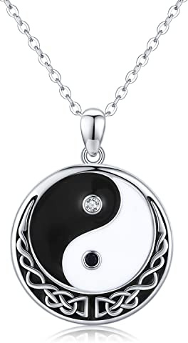 Yin Yang Halskette 925 Sterling Silber Yin und Yang Anhänger Yin Yang Schmuck Geschenke für Männer Frauen