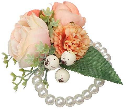 VALINK Ansteckblume für das Handgelenk, Ansteckblume mit grünen Blättern, Brautjungfer, Handgelenk, Corsage, Party, Abschlussball, Hochzeit, Mädchen, Rosenarmband, Blumen-Dekor