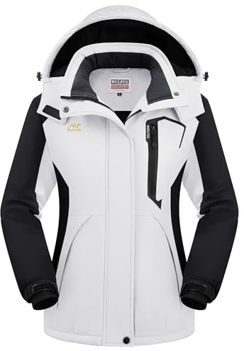 WULFUL Women’s Waterproof Snow Ski Jacket Mountain Windproof Winter Coat with Detachable Hood