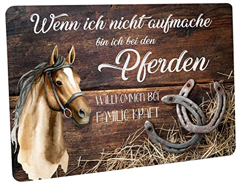 Crealuxe Fußmatte personalisiert - robuste, rutschfeste Fussmatte für Außen & Innen - waschbar - Fußabtreter Türmatte für aussen & an der Haustür - 60x40cm - Wenn ich Nicht aufmache - PFERDEN (Bild)