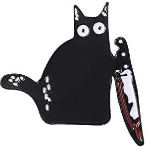 Broche En Émail En Forme De Chat Noir Joli Couteau De Dessin Animé Épingles à Revers Pour Sacs à Dos Pour Femmes Et Filles Cadeaux Pour Vêtements Sacs Vestes Chapeaux Accessoires De Décoration
