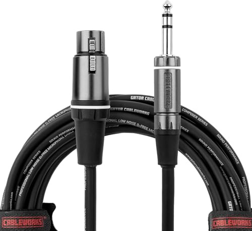 Gator Cableworks Cavo Microfonico XLR Femmina - Jack TRS da 1.5 m (GCWC-XLR-05FTRS), Nero