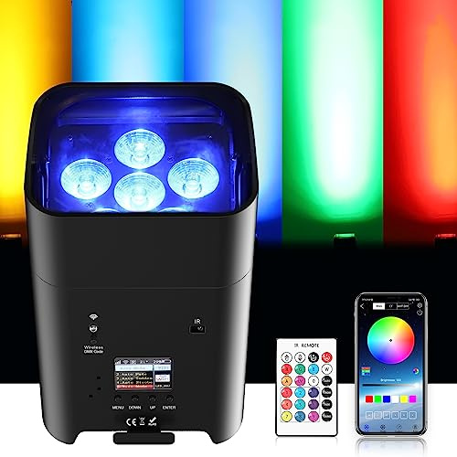 U`King 6 * 18W akku led par strahler wiederaufladbarer RGBWA+UV disco licht Scheinwerfer Bühnenlicht mit mit Fernbedienung, unterstützt APP/2,4 GHz/DMX-Steuerung für DJ Party Hochzeiten