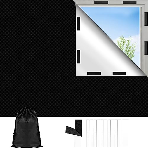 EKOCEV Estores Opacos sin Taladrar, 200 * 150cm Tela Oscurecedora Ventana Blackout Cortinas Opacas Persianas Sin Taladrar para Claraboyas Ventana Habitación Infantil, con 24 Cintas Adhesivas
