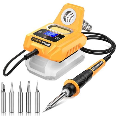 Wisehigh Cordless Soldering Station for Dewalt 20V Battery - Electric Digital LCD Display Soldering Irons Station Kit Fast Heating Up Soldering Tool for DIY, Appliance Repair (Battery Not Included)