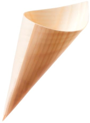 SOLEPLASTIC Coni Di Legno Di Pino Per Finger Food Biodegradabili Contenitori Finger Food Monouso Take Away (100, 125 mm)