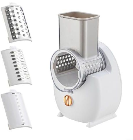 Cortador eléctrico giratorio de verduras, rallador triturado automático 3 en 1, cortador de verduras en espiral, trituradora de verduras (A)