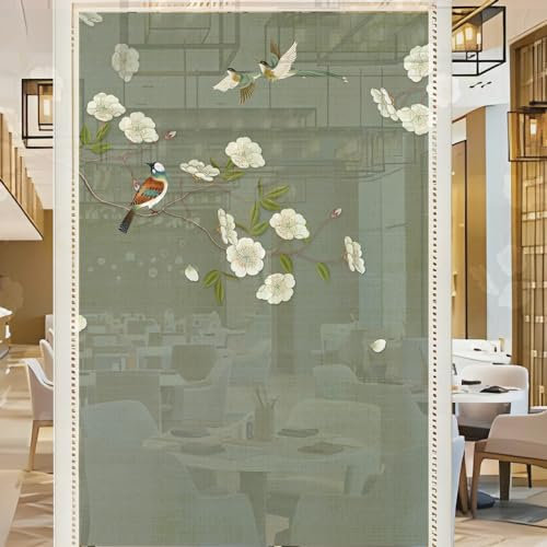 WANMUER Sichtschutzfolie 3D Fensterfolie Glasdekorfolie PVC für Badezimmer Kinderzimmer Küche,Schlafzimmer Wohnzimmer Esszimmer Büro Hotels Klassenzimmer 44.5x300 cm Vogel