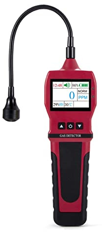 Air Quality Monitor, 0-10000 PPM Professional Gas Leak Detector/Gooseneck CH4 Natural Coal Flammable Combustible Gas Fast Analyzer Sensor 4 Alarm Tester for Indoor/Outdoor Air Pollution Detection(Col