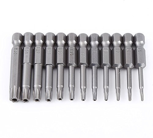 12 Stück Torx Bits Schraubendreher Set, T5-T40 Torx Schraubendreher Set Magnetische S2 Stahl 1/4 Zoll Sechskant Schaft Torx Schraubendreher Bits
