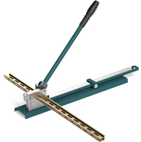 XDTKJDZ Manueller Schienenschneider, Doppelnut-Schienenschneidewerkzeug Mit 50 Cm/20 Zoll Lineal Und Verschiebbarer Blende Für Schlitzschienen-Schneidemaschine Aus Stahl, Aluminium, Eisen Und PVC