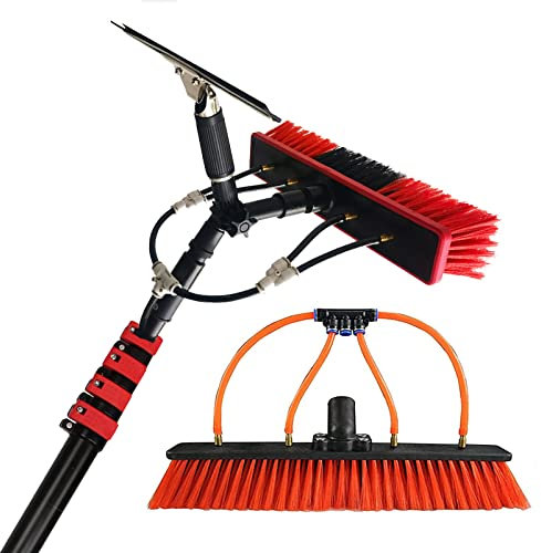 Telescopic Water Fed Window Cleaning Brush with Scrubbing Brush and Squeegee 12M/39FT Pole Set