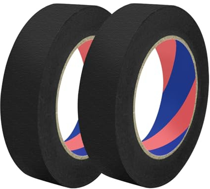 Duccinp Schwarz Kreppband 24mm x 50m, 2 Rolle Maler Malerkrepp, Abklebeband Maler Leicht zu Entfernen, Keine Rückstände, Malerband Eignet Starke Haftung, Malerkrepp für Malerarbeiten und Dekoration