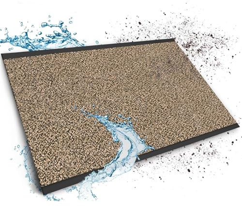 Floordirekt Schmutzfangmatte auf Maß, 200 x 250 cm, Ocker-Schwarz, Fußmatte, Türmatte Eingangsbereich, Fußabtreter, Türvorleger, Sauberlaufmatte, Meterware, Sky