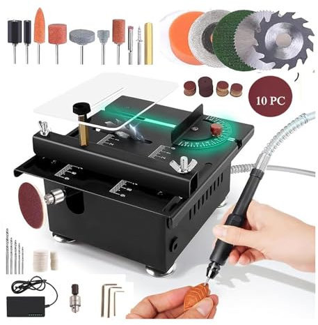 SYXSM Small Table Saw, Miniature Table Saw for Crafts, Wood Cutting, 7 Speed Adjustable, Upgraded Version