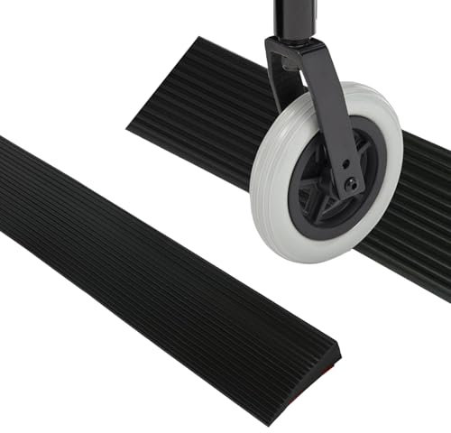 Rampa per Soglia in PVC, 900 x 80 x3 cm, Può essere Tagliata, Rampa per Sedia a Rotelle, Carico 800 kg Superficie Antiscivolo – per Sedie a Rotelle, Passeggini, Deambulatori e Scooter