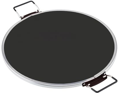 Cooks Professional Pizza Maker Replacement Stone with Side Handles | Black | Glazed Ceramic Construction | Spare Parts