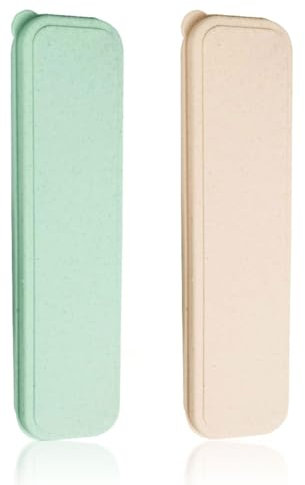 JEXOWIQ 2 Pcs Couverts Portable de Voyage,boîte de rangement portable pour couverts de voyage,Boite à Couverts, Étui de Rangement pour Ustensiles de Voyage, Ustensiles pour Camping (Vert + beige)