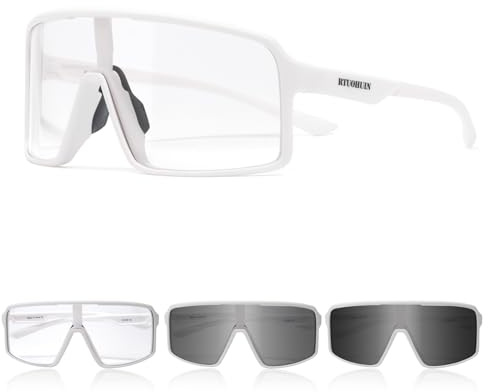 RTUOHUIN Fahrradbrille Selbsttönend für Herren Damen Photochromatische Sport Sonnenbrille UV400 Schutz Klar Rennrad Brille TR90 Rahmen Schnelle Radfahren für Radsport,Laufen,Outdoor-Sport
