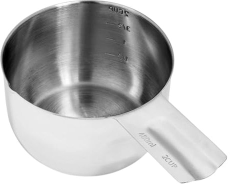 2 tazas medidoras – Taza de acero inoxidable con escala | Pan Scoop para ingredientes secos y líquidos, vaso medidor de metal para aceite, pala de comida para perros, vaso químico, pala de alimentos