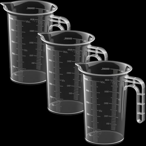 NVQVQ Measuring Cup 500 ml, Small Clear Plastic Measuring Jugs Heat Resistant Measuring Jugs Set for Baking Lab Kitchen Cooking Measure Tool, Set of 3