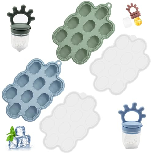 Moules de popsicle de lait maternel 2 pc, moules à popsicle en silicone en silicone avec 2 dents, plateau congélation sans BPA avec couvercle pour fruits et lait