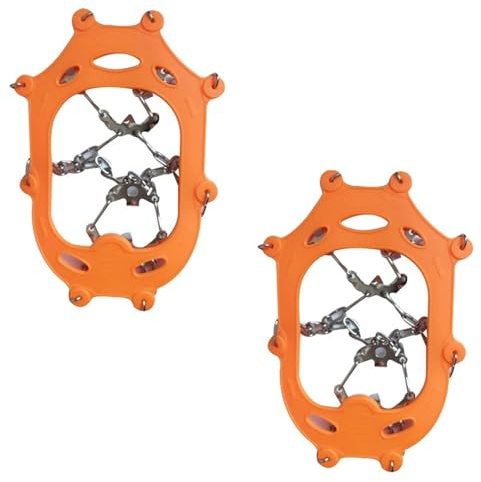 CSSHNL Steigeisen Steigeisen Anti Slip Gebündelte Steigeisen Mit Griffen Kette Spike Edelstahl Unisex Wandern Zubehör(Orange M)