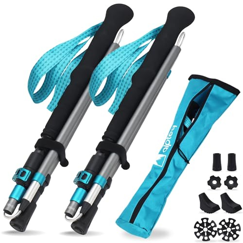 Alpteq® Bastoni da trekking pieghevoli in carbonio Zicral Hybrid | Bastoni da escursionismo per sport di montagna | Bastoni da nordic walking per donne e uomini | extra leggeri
