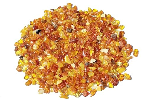 MKÖPKE Bernstein Trommelsteine - 25 g Mini-Natursteine poliert | 3-10 mm | Naturbernstein | Gute Laune Sonnenstein